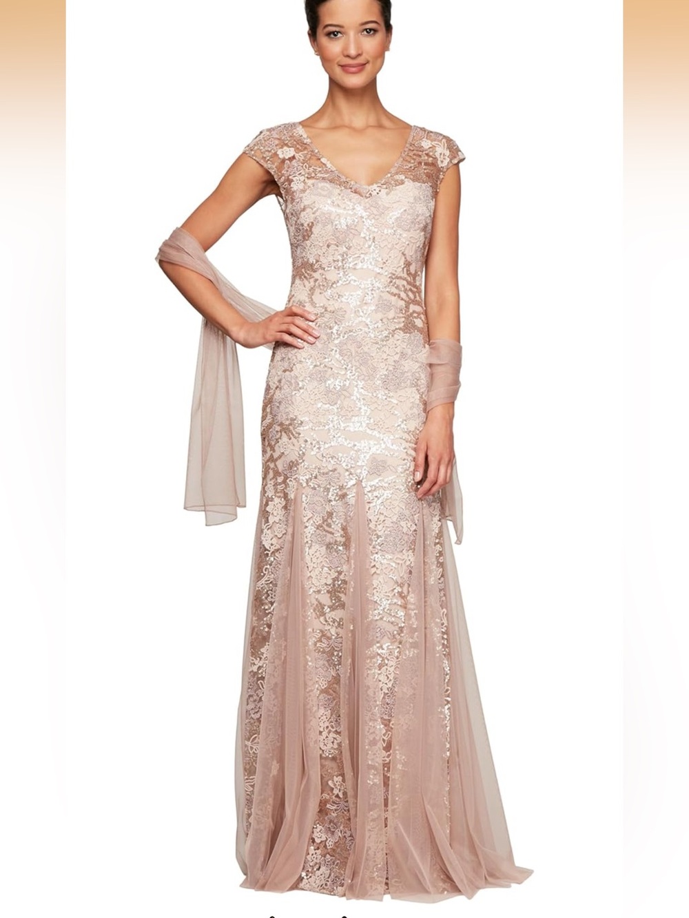 Alex Evenings Long Fit and Flare Dress Godet Detail 20